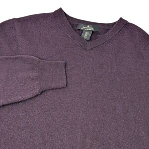 Daniel Bishop Womens Purple 100% Extra Fine Merino Wool V-Neck Sweater Large